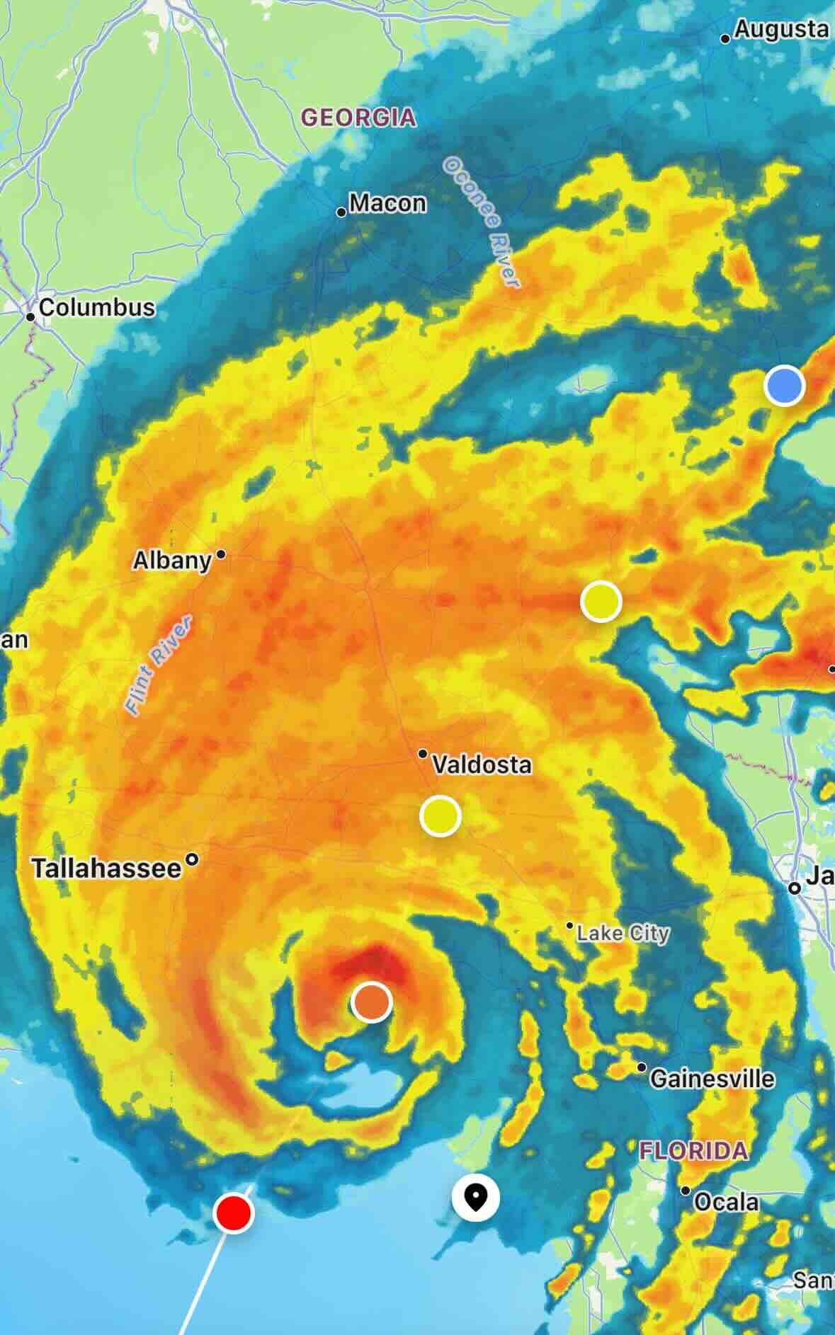 RainViewer radar map: Heavy rains resulting from Hurricane Idalia