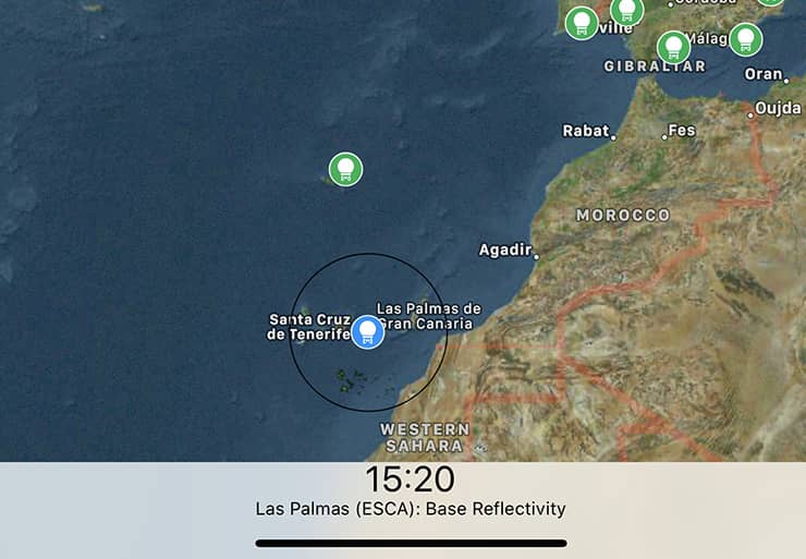  Porto Santo and Las Palmas radars shown in RainViewer app