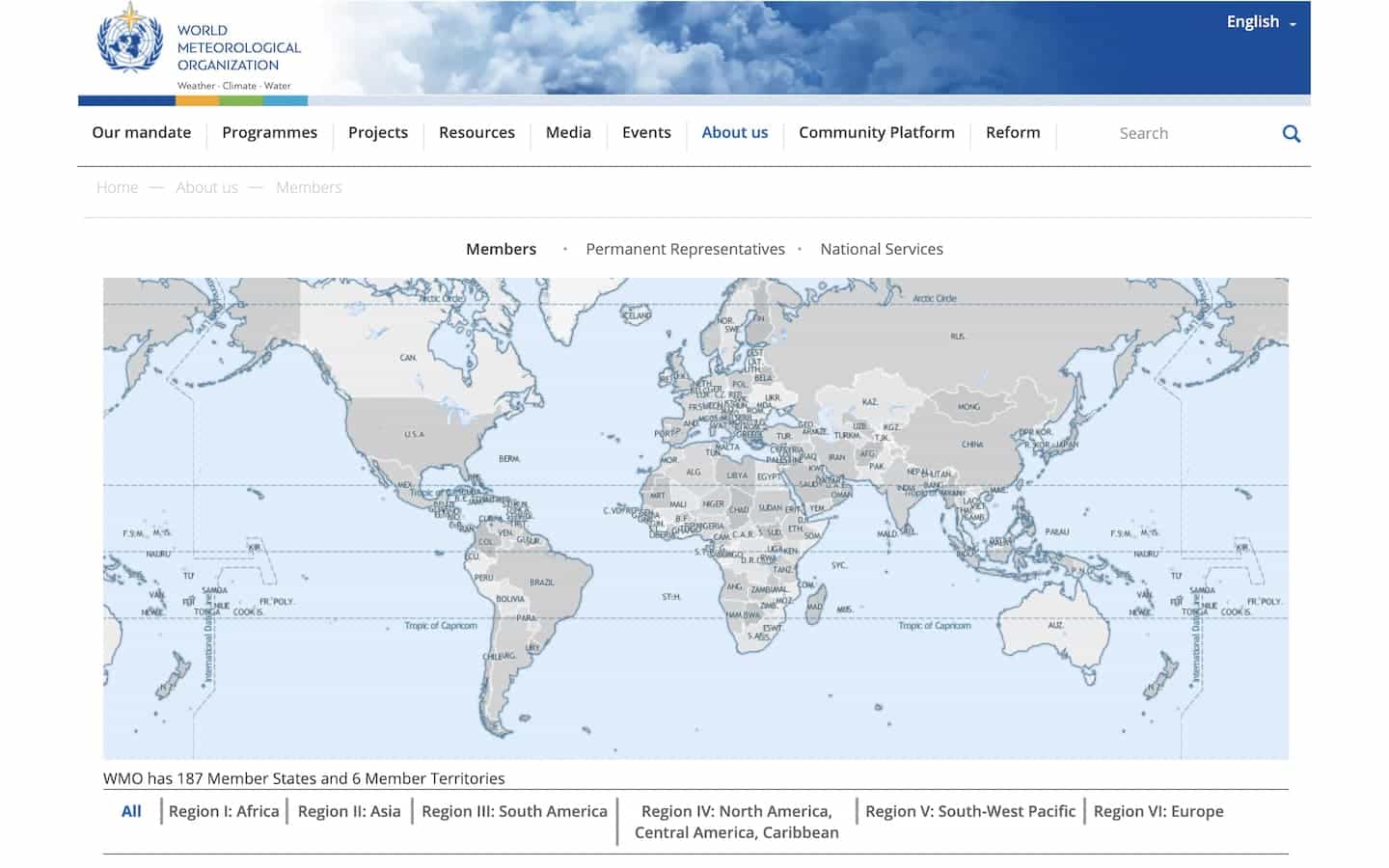 WMO Member Map