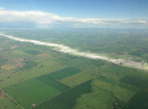 Hail swath on the ground near Airdrie, Alberta Canada.