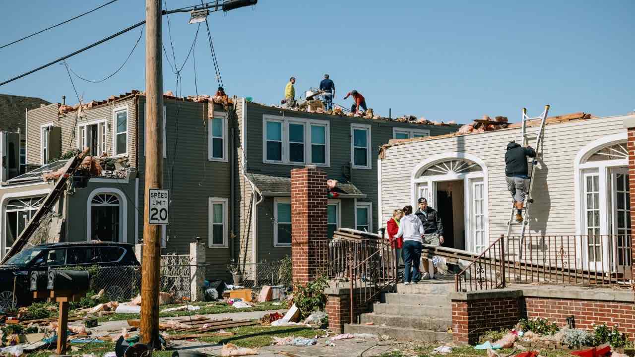 Damage from a tornado in Arabi, Louisiana.
