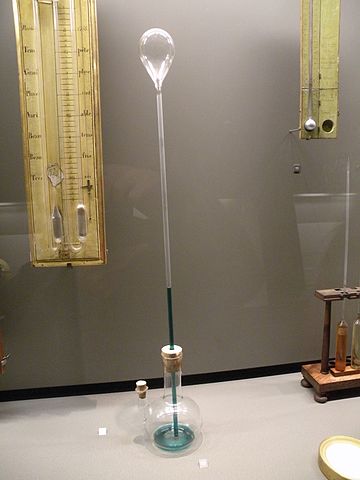 Model of the first gas thermometer (thermoscope) invented by Galileo Galilei