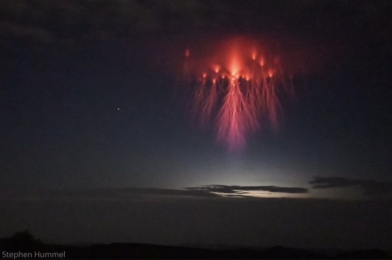 Lightning sprites captured by Stephen Hummel from McDonald Observatory in Texas