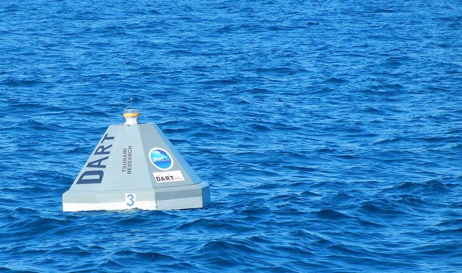 Deep-ocean assessment and reporting of tsunamis (DART) buoy floating in the ocean