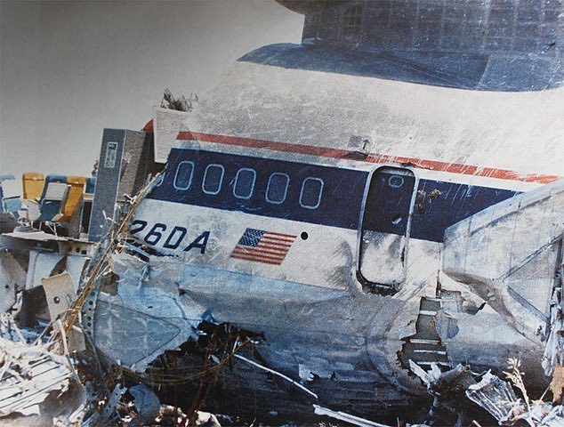 The remains of the Delta Air Lines Flight 191, which crashed because of a microburst-induced wind shear