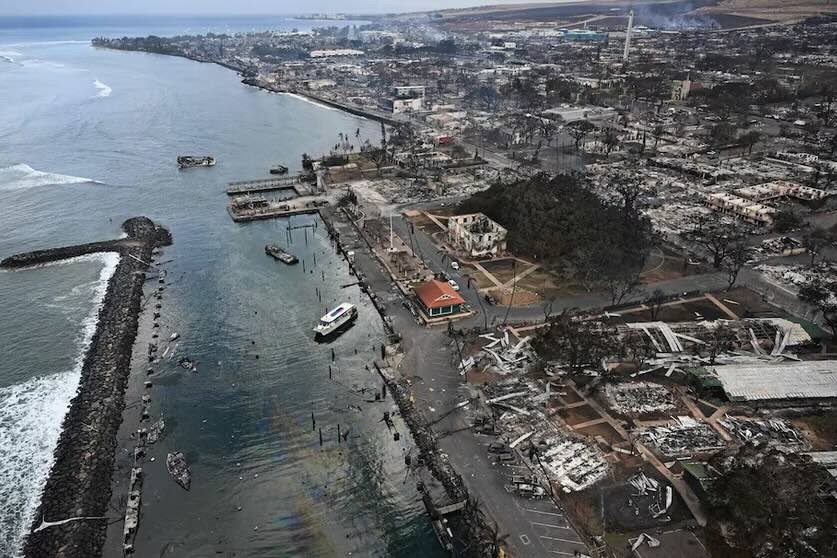 Town of Lāhainā in Hawaii destroyed by wildfires in August 2023