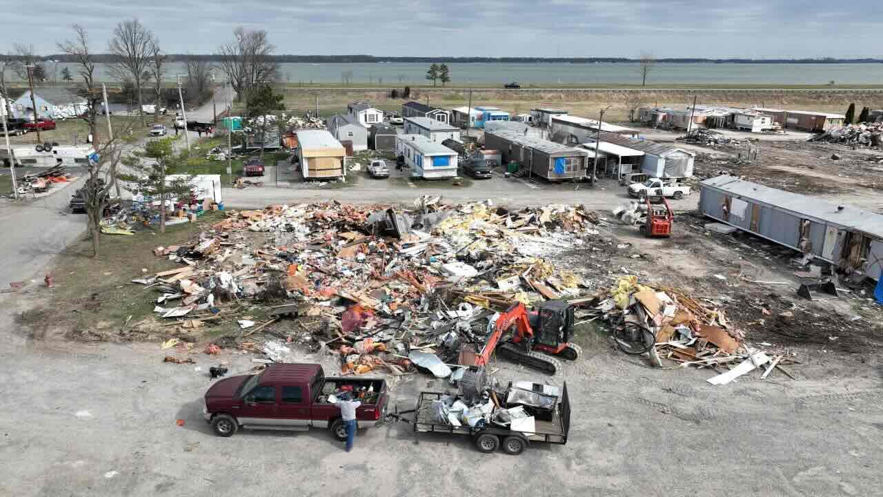 Ruins after a tornado outbreak in Ohio, 2024