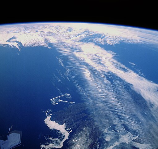 Clouds along a jet stream over Canada