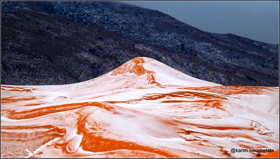 Rare snow in the desert