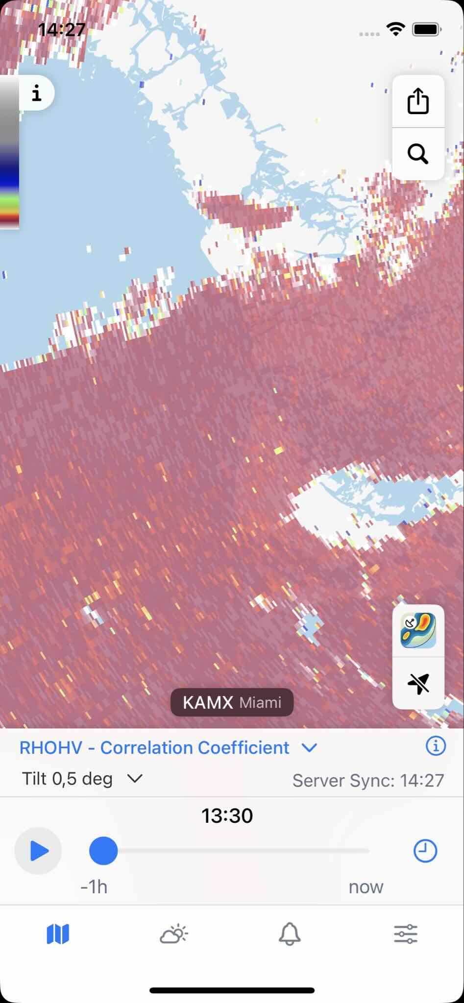 PRO Radar Products in the Rain Viewer App: RHOHV