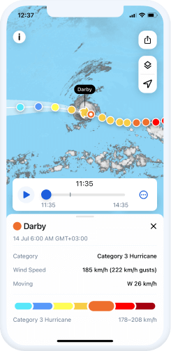 Información ampliada sobre las tormentas