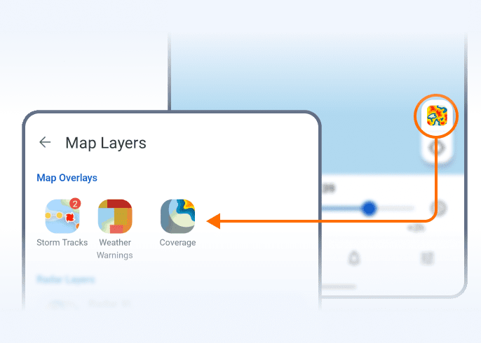 The Show Recent Layers on Map toggle in RainViewer on Android