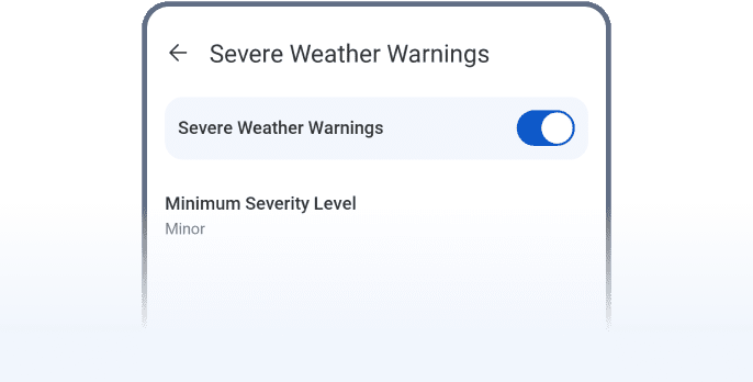 Severe weather warning notification in RainViewer on Android