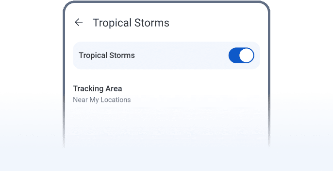 Tropical storm alert settings in RainViewer on Android