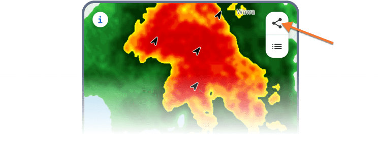 Grabación de un bucle animado de radar en Rain Viewer en Android