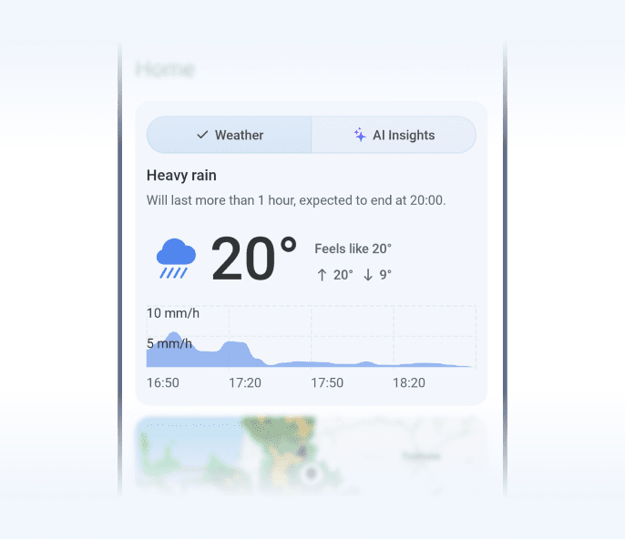 Current conditions in the RainViewer Weather Summary on Android