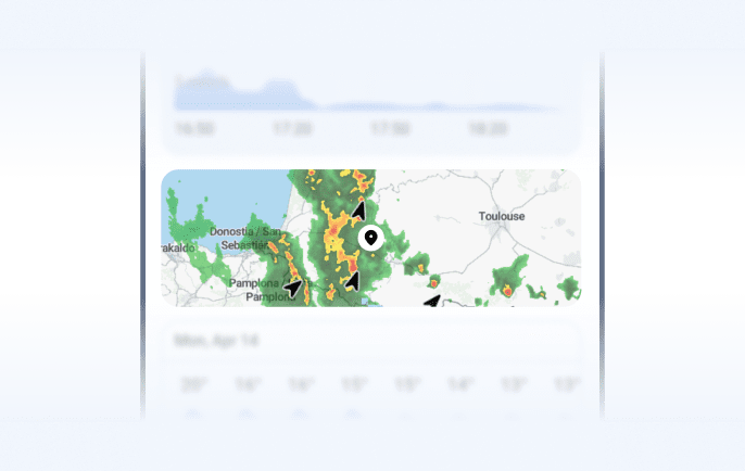 Live radar preview in the RainViewer Weather Summary on Android