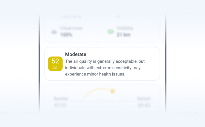 Air Quality Index in the RainViewer Weather Summary on Android