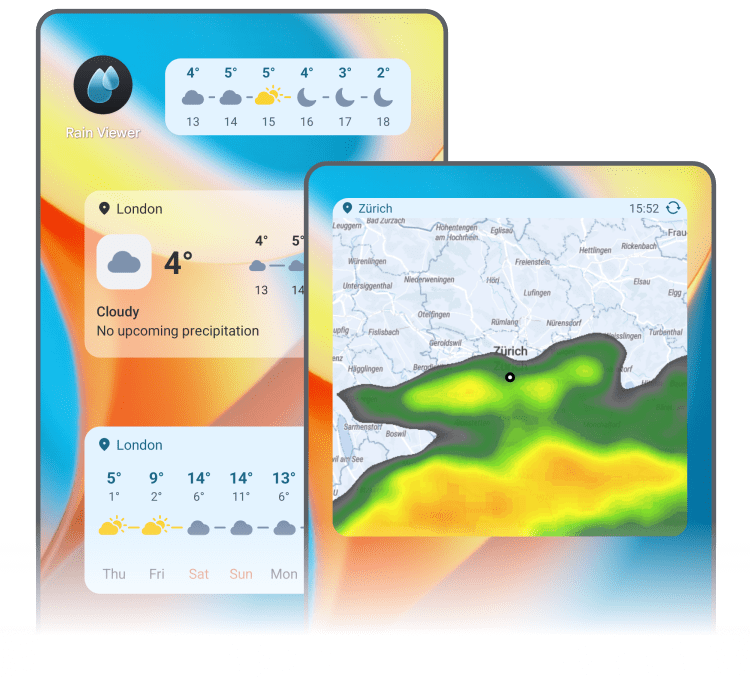 RainViewer weather widgets on the Android home screen