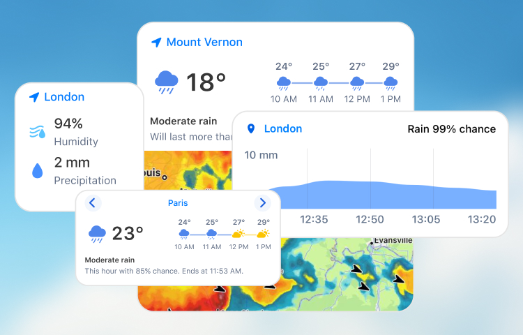 RainViewer weather widgets on the iOS home screen