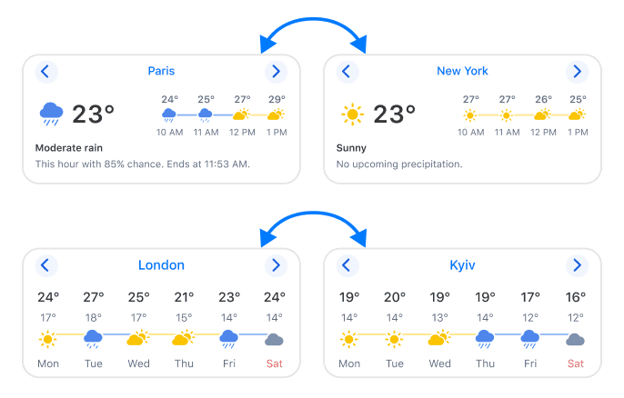 RainViewer hourly forecast widget on iOS